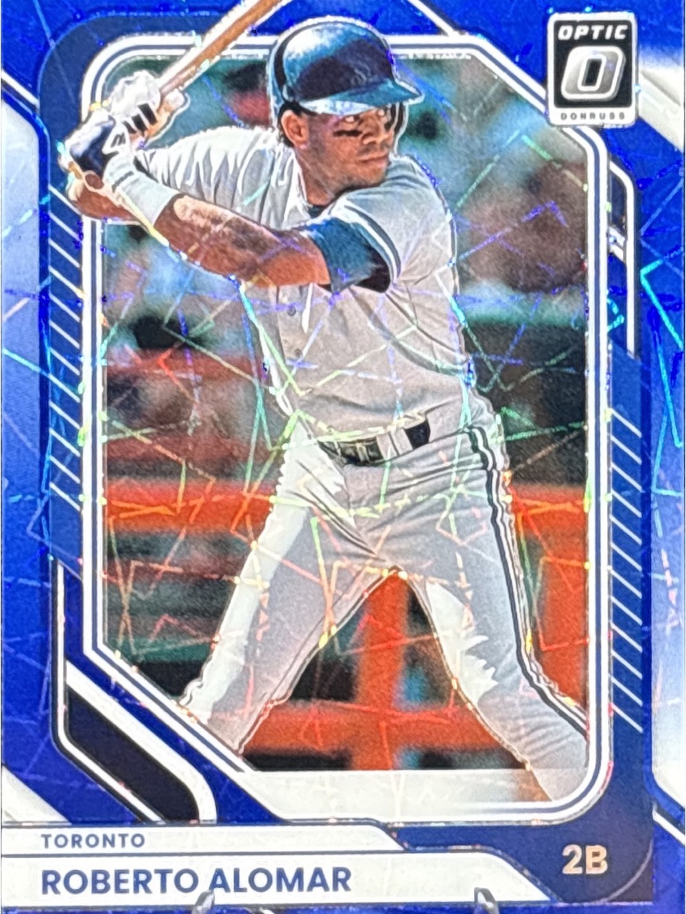 Panini Blue Holo Cracked Ice Prizm Roberto Alomar Baseball Card